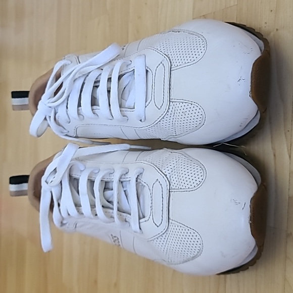 BOSS Perforated White Leather Sneakers Size 8.5 - Picture 4 of 10